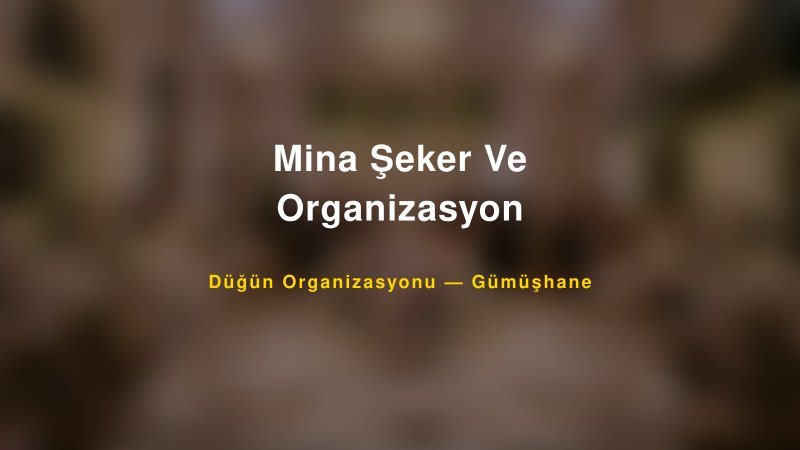 Mina Şeker Ve Organizasyon — Gümüşhane Kır Düğünü Mekanı Rehberi
